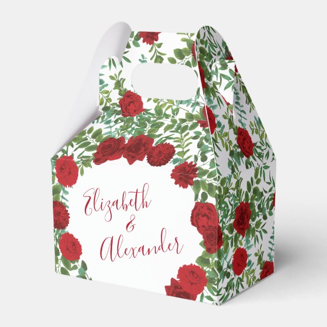 Rote Rose Hochzeit Geschenkschachtel (Vorderseite)