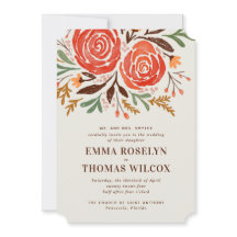 Rote Rose Hochzeit im Herbst Einladung