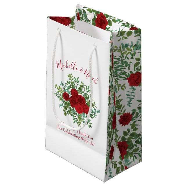 Rote Rose Hochzeit Kleine Geschenktüte (Vorderseite Schrägansicht)
