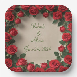 Rote Rose Hochzeit Pappteller