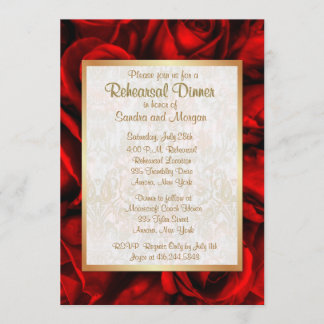 Rote Rose Hochzeit Probe Dinner Einladung