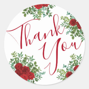 Rote Rose Hochzeit Runder Aufkleber