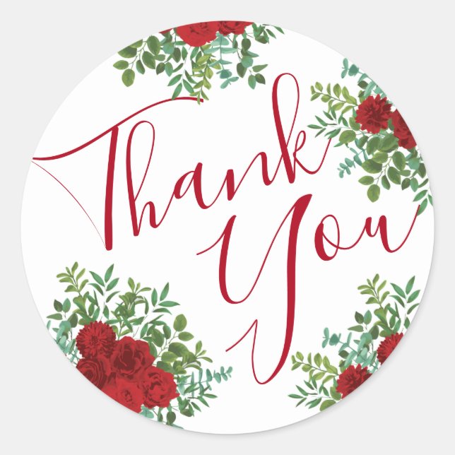 Rote Rose Hochzeit Runder Aufkleber (Vorderseite)