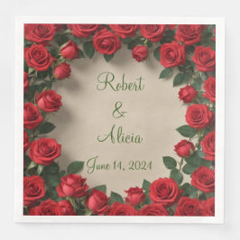 Rote Rose Hochzeit Serviette