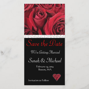 Rote Rose Hochzeit Speichern Sie die Datumskarte Save The Date