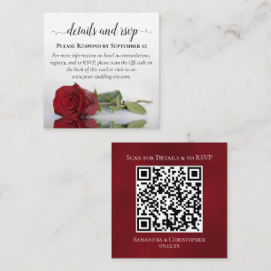 Rote Rose-Hochzeitdetails und UAWG Online-QR-Code Begleitkarte