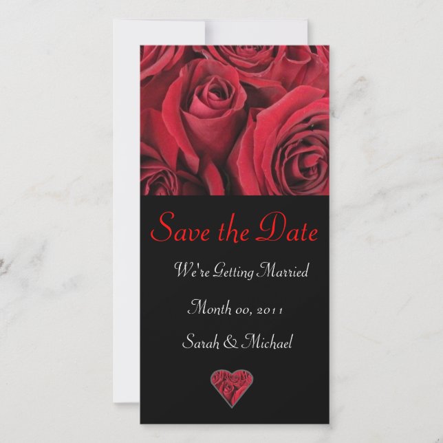 Rote Rose-Hochzeitkarte Save The Date (Vorderseite)