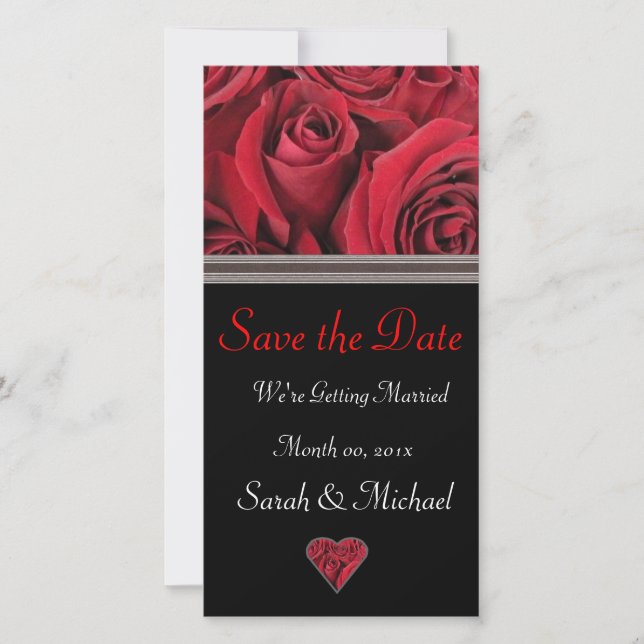 Rote Rose-Hochzeitkarte Save The Date (Vorderseite)