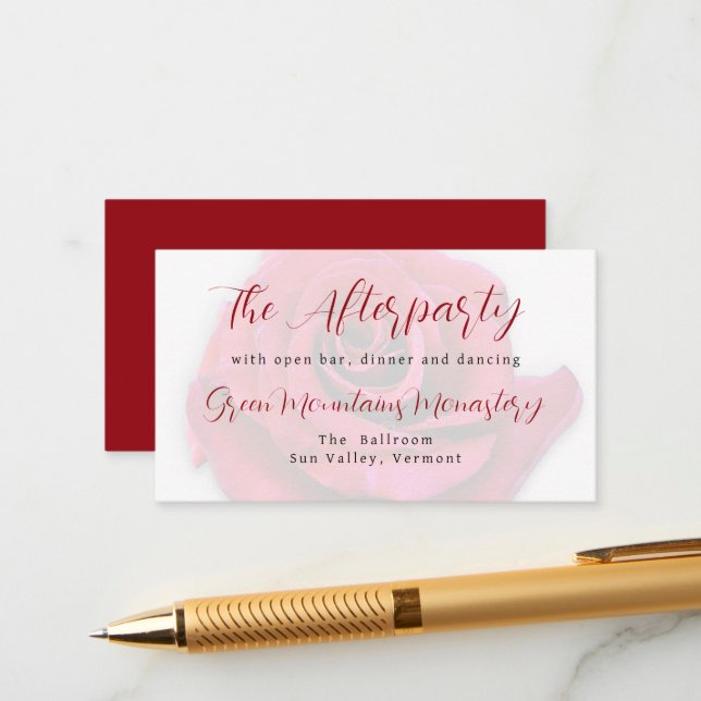 Rote Rose Hochzeitsempfang Begleitkarte (Vorderseite/Rückseite Beispiel)