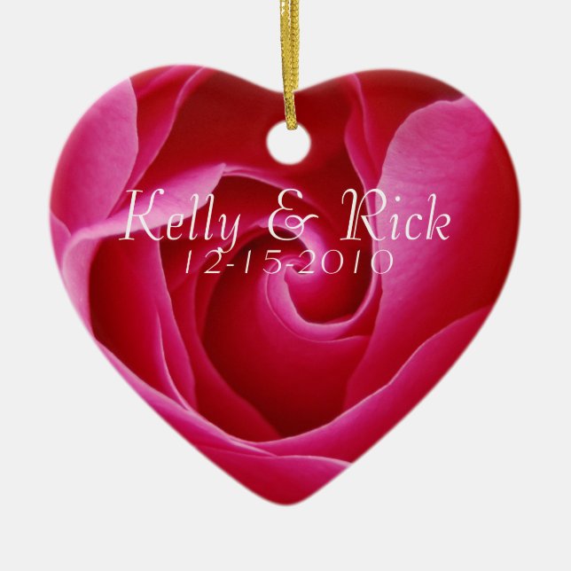 Rote Rose Hochzeitsfeier Keramikornament (Vorne)