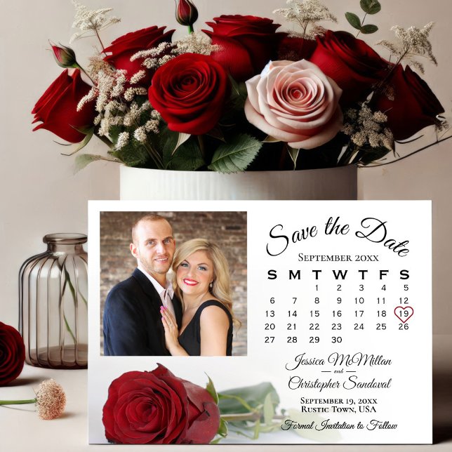 Rote Rose Hochzeitstag und Foto Save The Date (Von Creator hochgeladen)