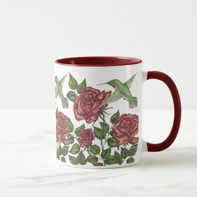 Rote Rose & Hummingbird Tasse (Rechts)