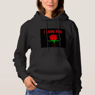 Rote Rose I Liebe Ihr schwarzer Pullover