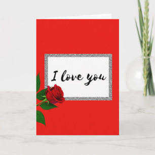 Rote Rose Ich liebe Dich Chevron Karte