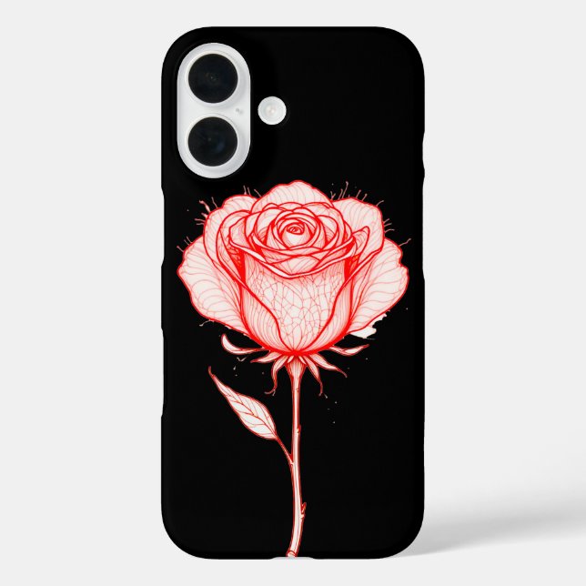Rote Rose-Illustration mit schwarzem Hintergrund Case-Mate iPhone Hülle (Rückseite)
