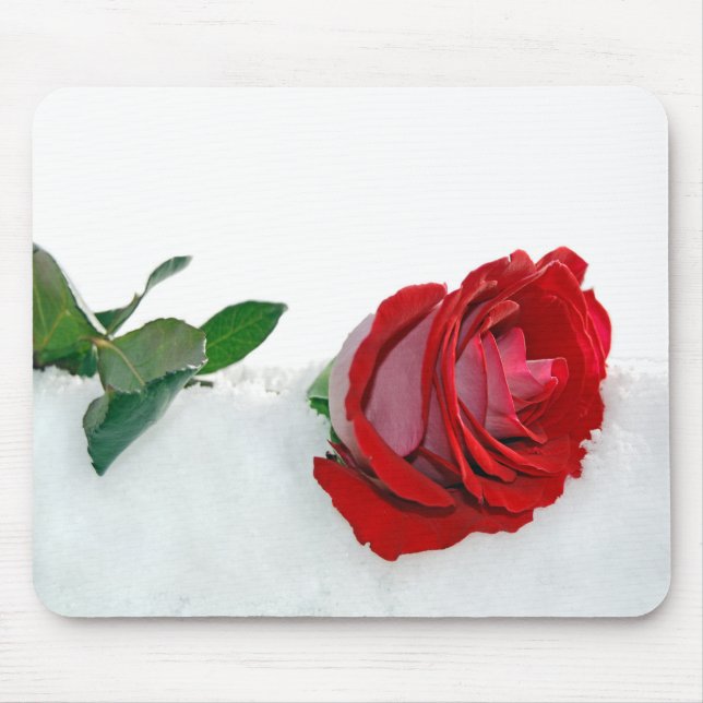 rote Rose im Schnee Mousepad (Vorne)