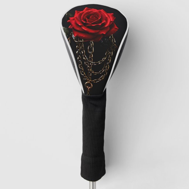 Rote Rose in Chains Golf Headcover (Vorderseite)