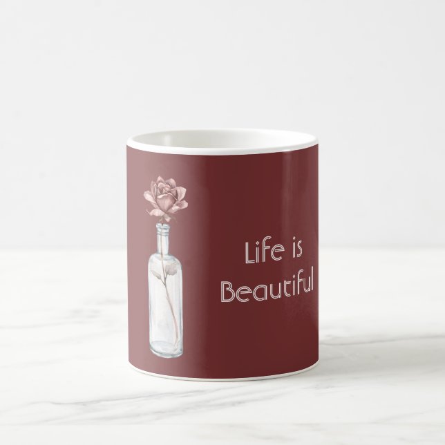 Rote Rose in Flasche Kaffeetasse (Mittel)