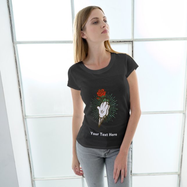 Rote Rose in Skeletton Hand T - Shirt (Von Creator hochgeladen)
