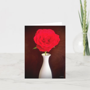 rote Rose in Vase, Vollansicht Dankeskarte