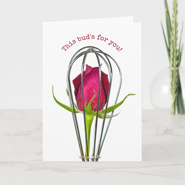 Rote Rose in Wire Whisk Card Karte (Vorderseite)
