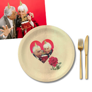 Rote Rose individuelle Hochzeitstag Pappteller
