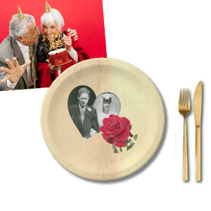 Rote Rose individuelle Hochzeitstag Pappteller