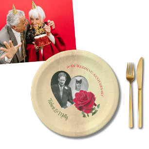 Rote Rose individuelle Hochzeitstag  Pappteller