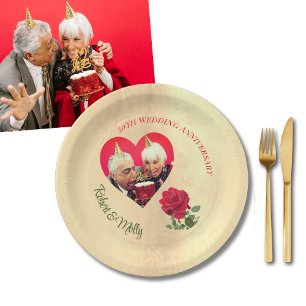 Rote Rose individuelle Hochzeitstag  Pappteller