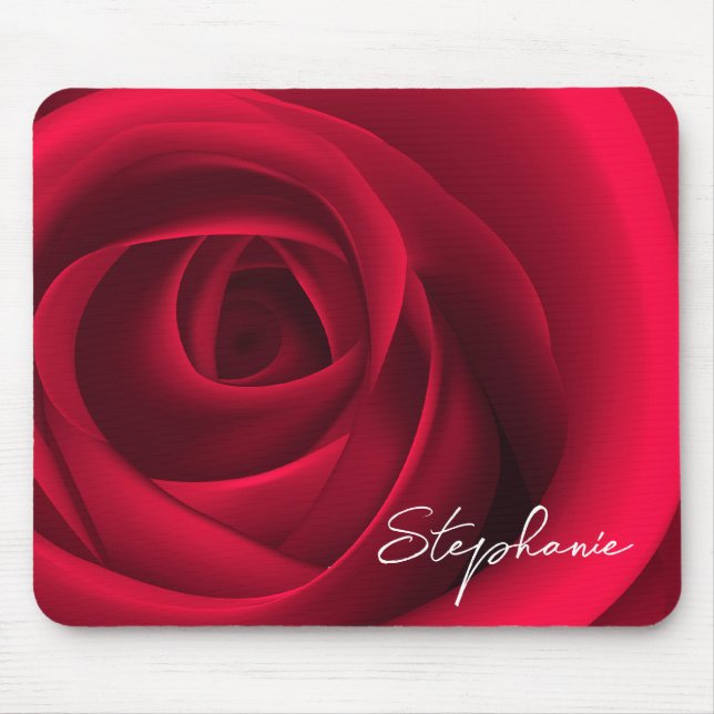 Rote Rose | INDIVIDUELLE NAME Mousepad (Vorne)