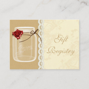rote Rose-JAR-Gift-Registrierungskarten Begleitkarte