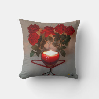 ROTE ROSE & KANDLE PILLOW KISSEN