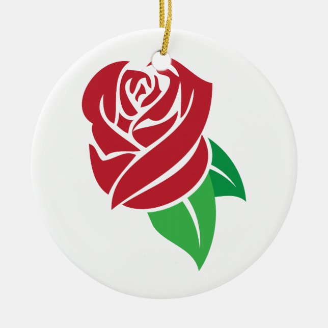 Rote Rose Keramikornament (Vorne)