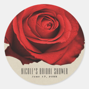 Rote Rose Kraft Rustic Glam Elegant Wedding Gefall Runder Aufkleber