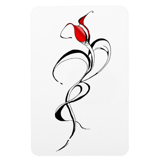 Rote Rose Lady Tribal Tattoo Design Magnet (Vertikal)