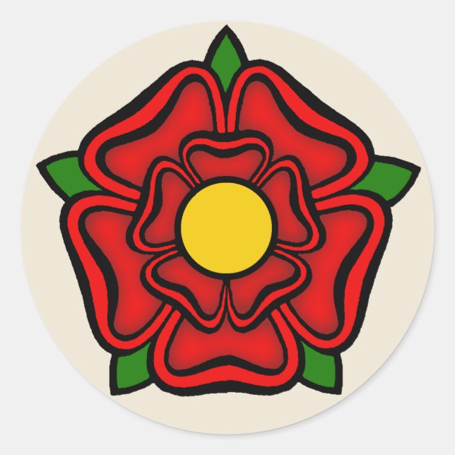 Rote Rose Lancaster, England, Emblem der Royalty Runder Aufkleber (Vorderseite)