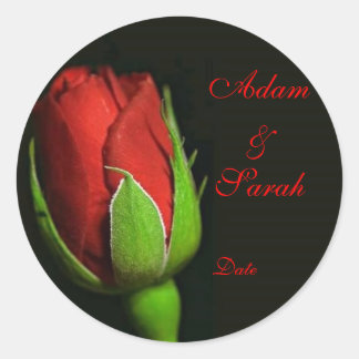 rote Rose, Laptop-Rose, Adam & Sarah, Datum Runder Aufkleber