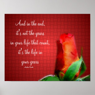 Rote Rose Lebenseinstellung Zitat Inspiration Poster