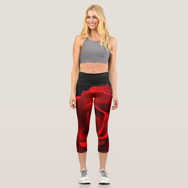 Rote Rose lecapcna Capri Leggings (Vorderseite)