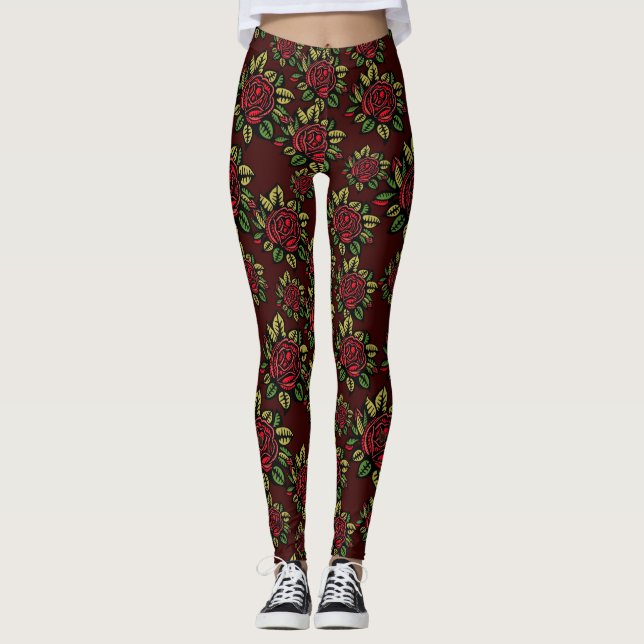 rote Rose Leggings (Vorderseite)