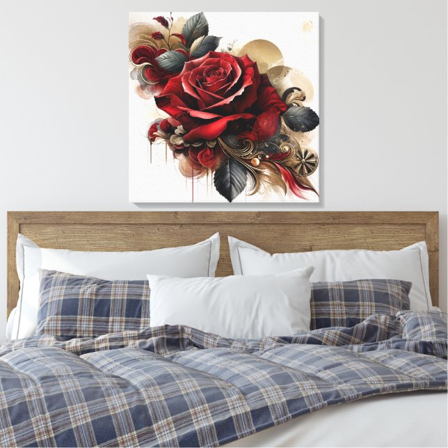 Rote Rose Leinwanddruck (Insitu (Schlafzimmer))
