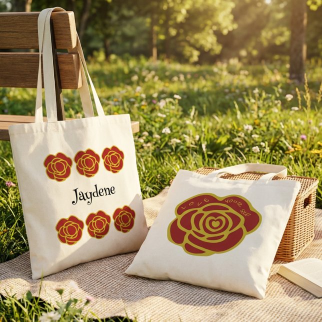 Rote Rose Liebe dich selbst Tragetasche (It’s empowering, playful, and visually striking. Definitely a statement piece.)