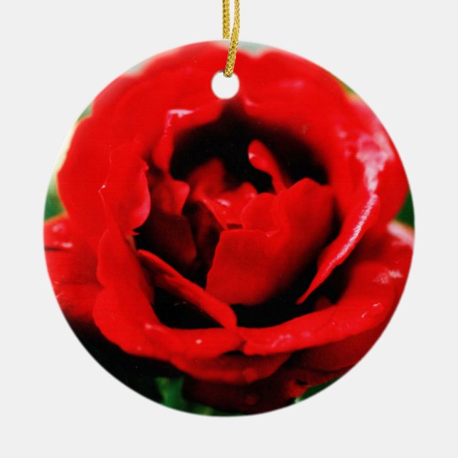 Rote Rose Liebe Keramik Ornament (Vorne)