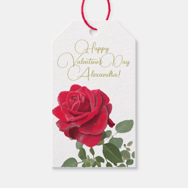 Rote Rose - Liebe - Personalisiertes Valentinsymbo Geschenkanhänger (Vorderseite)
