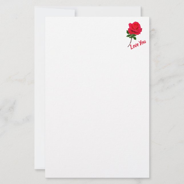 Rote Rose Liebe Sie Stationierung Briefpapier (Vorderseite)