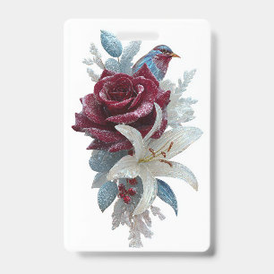 Rote Rose Lilien Blumen Namensschild Ausweis