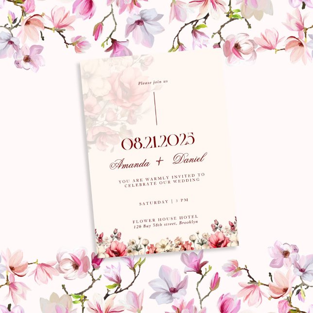 Rote Rose Luxus Ästhetische Hochzeit Einladung (Von Creator hochgeladen)