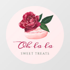 Rote Rose Macaron Bakery & Süßigkeiten Fensteraufkleber