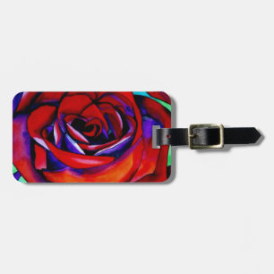Rote Rose Makro Blume Originalkunst Gepäckanhänger