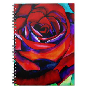Rote Rose Makro Blume Originalkunst Notizblock